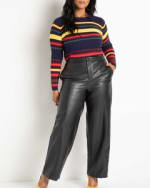 Bre Wide Leg Faux Leather Pant | Black Onyx